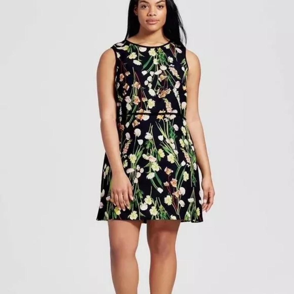 Victoria Beckham for Target black floral dress sz 1X